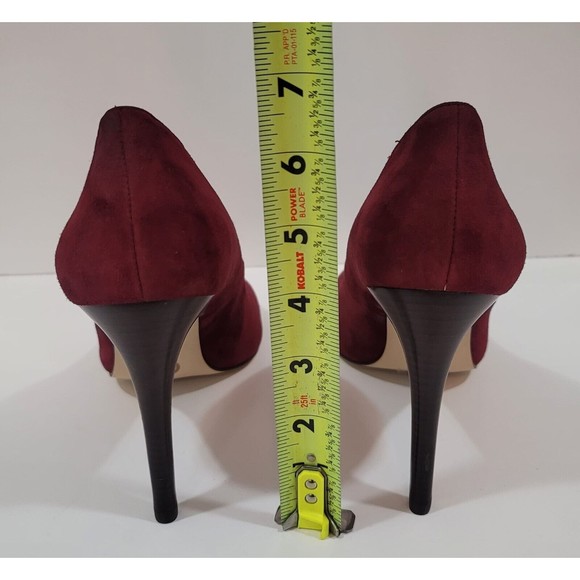 Michael Kors Burgundy Suede Patent Leather Detail Cap Toe Pressley Pump Sz. 9.5M - Picture 4 of 6